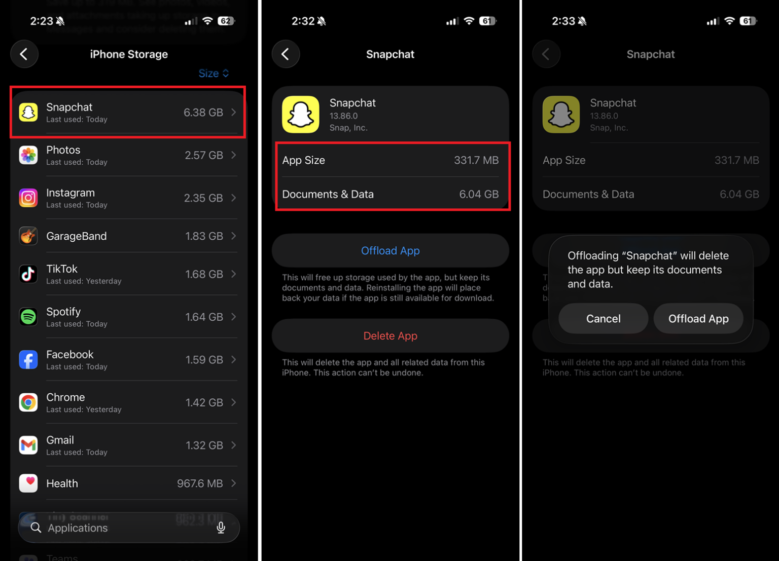 Dữ liệu ứng dụng Snapchat trên iOS Dữ liệu ứng dụng Snapchat trên iOS