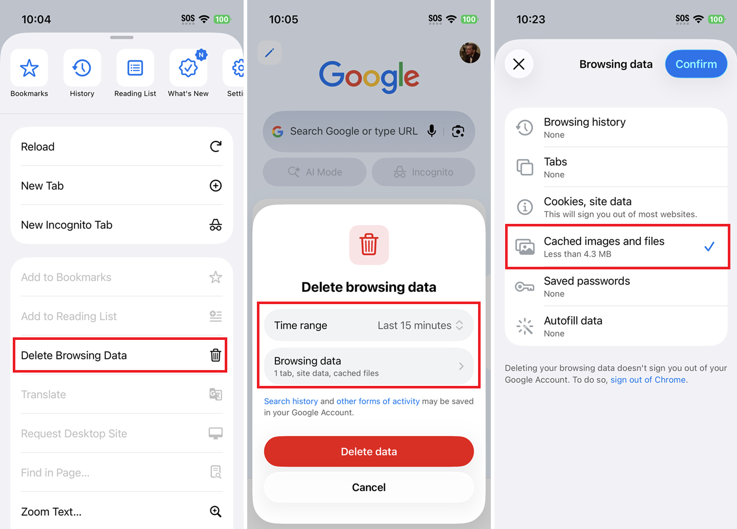 bộ nhớ cache trình duyệt iphone